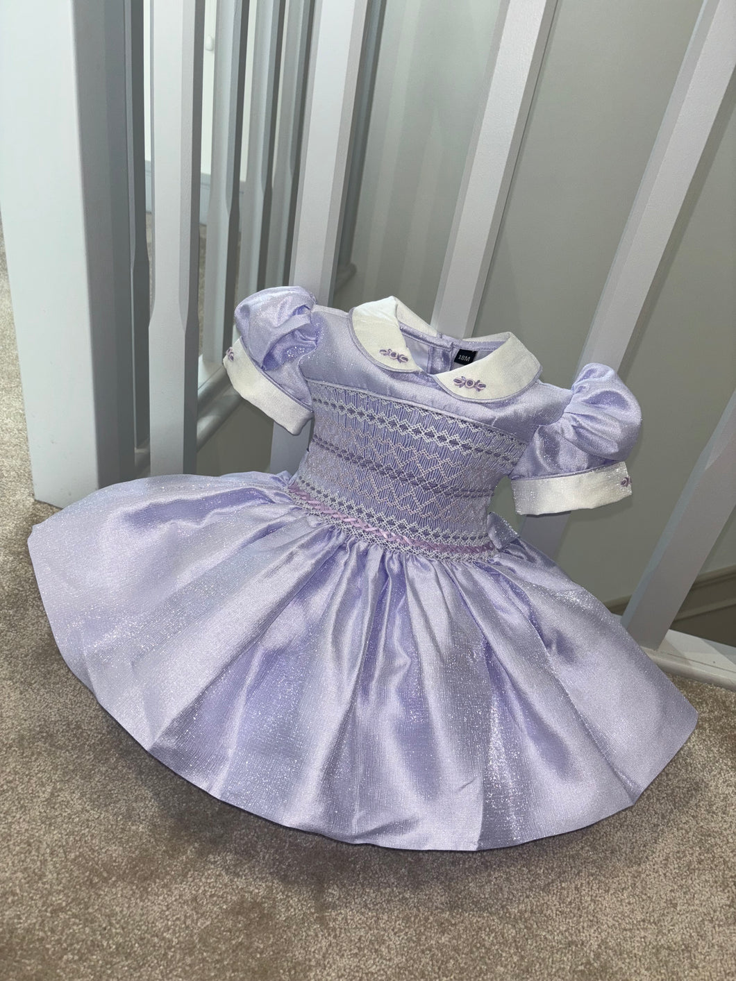 Lilac ribbon smock dress
