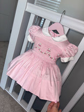 Load image into Gallery viewer, Pink garland smocked dress
