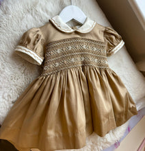 Load image into Gallery viewer, Smocked back and front tan dress
