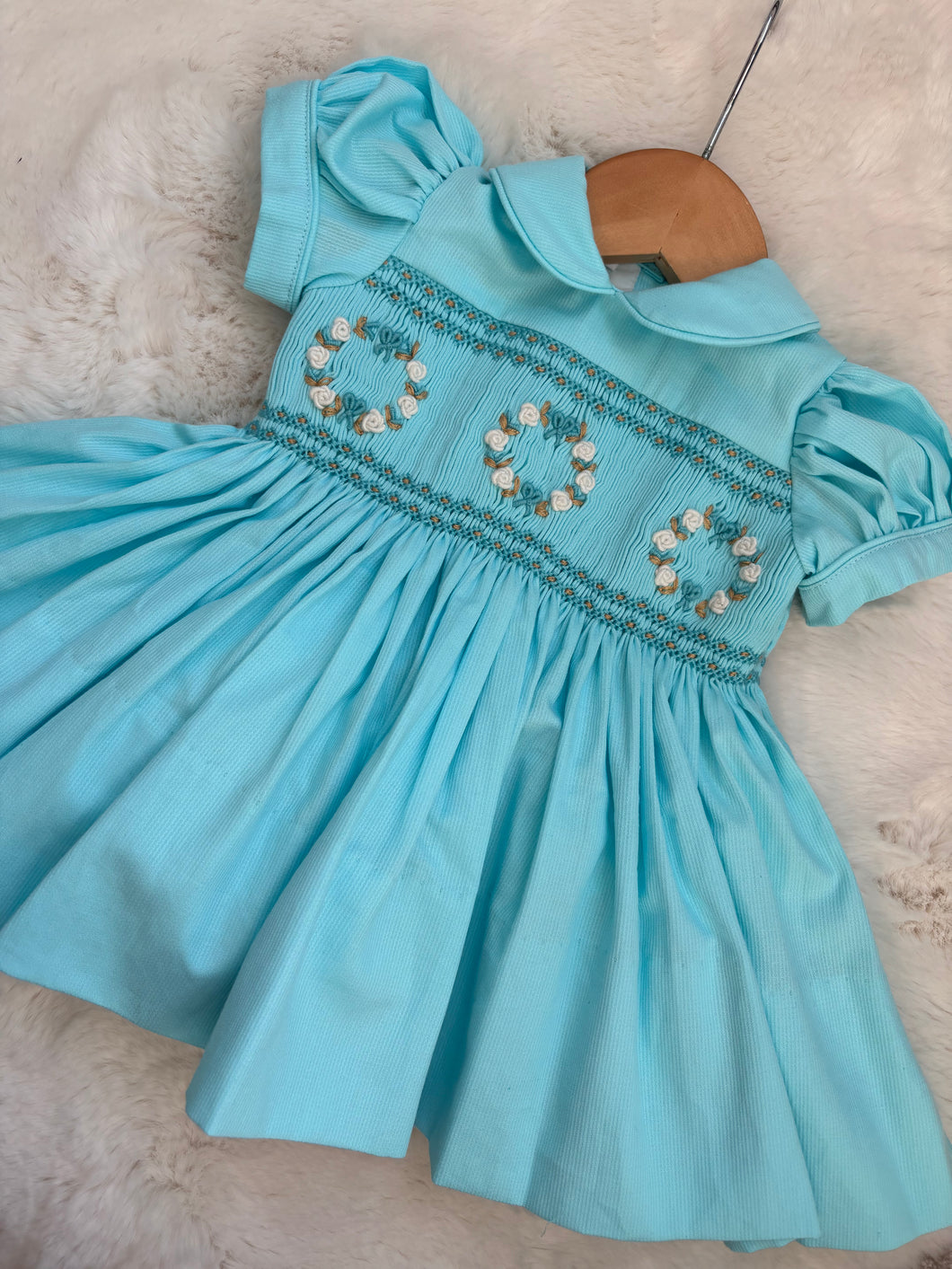 Blue & tan dress