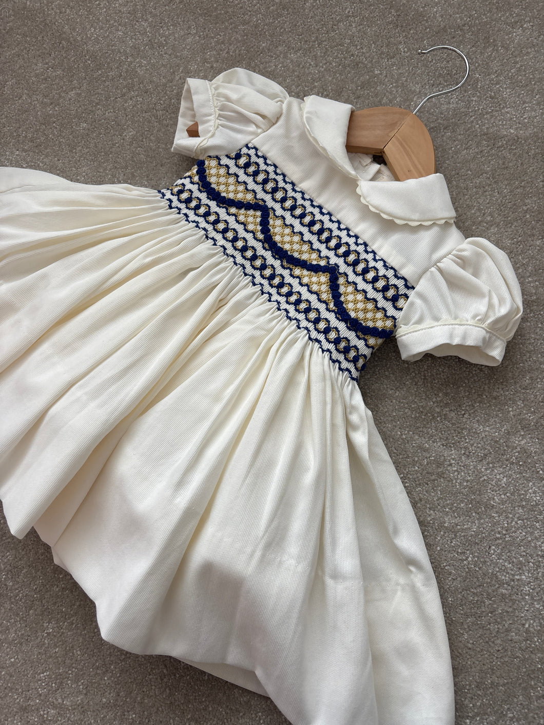 Cream & royal blue garland dress