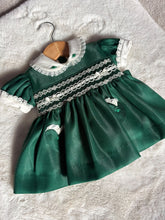 Load image into Gallery viewer, Silk Dupont Green &amp; Cream Dress
