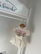 Load image into Gallery viewer, Girls frilled skirt romper cream &amp; tan
