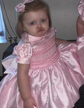 Load image into Gallery viewer, Pink ribbon smocked dress
