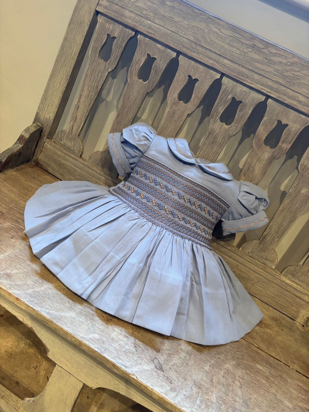 Blue & tan dress