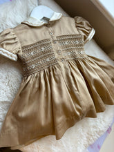 Load image into Gallery viewer, Smocked back and front tan dress
