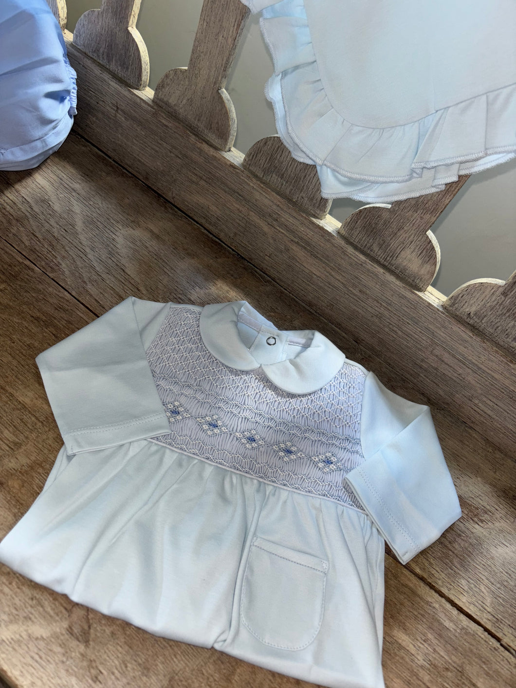 Blue with white boys babygrow
