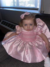 Load image into Gallery viewer, Pink ribbon smocked dress
