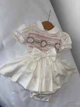 Load image into Gallery viewer, Girls frilled skirt romper cream &amp; tan
